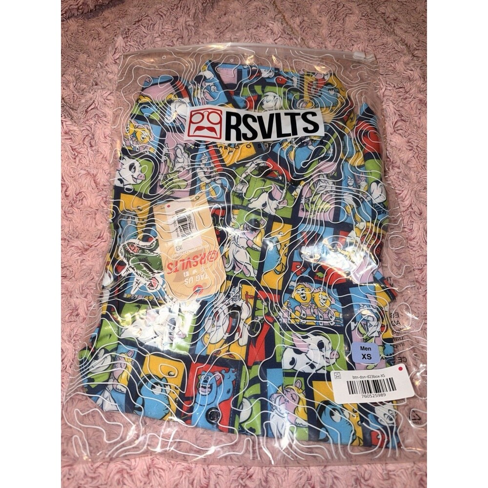 RSVLTS D23 Gold Gift Men's Xs Regular Multicolor Graphic Print Button-Down Shirt